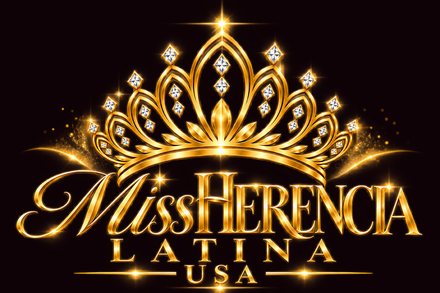 Miss Herencia Latina USA logo: a gold crown set with crystals